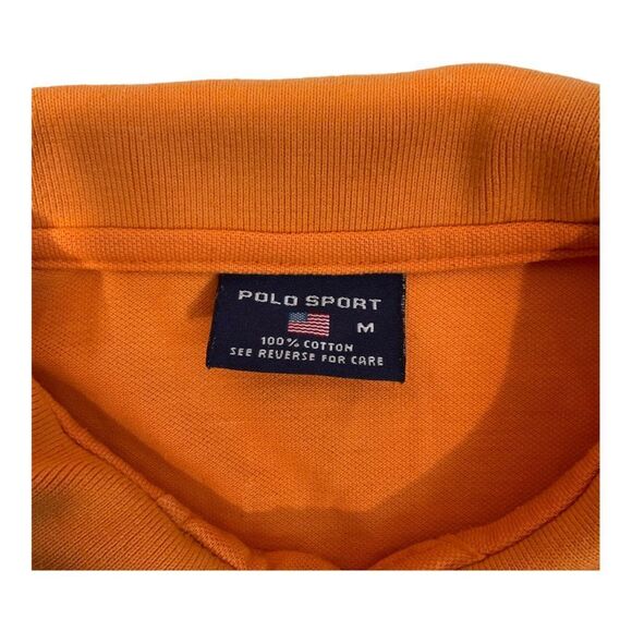 Polo Sport Mens Size  Medium Polo Shirt Orange Pony Short Sleeve - Picture 4 of 10